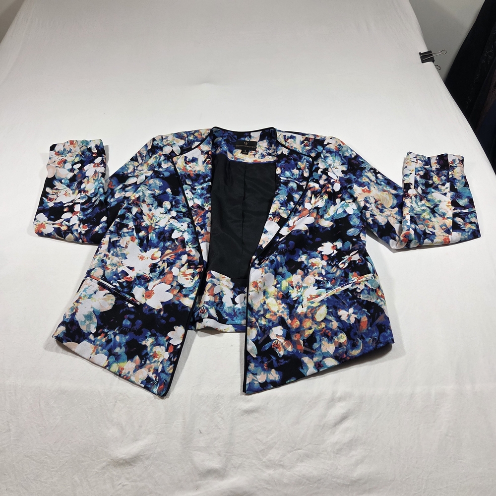 Worthington Pant Suit 90s Vintage Y2K Multicolor Floral Pantsuit Pleated - Picture 9 of 16